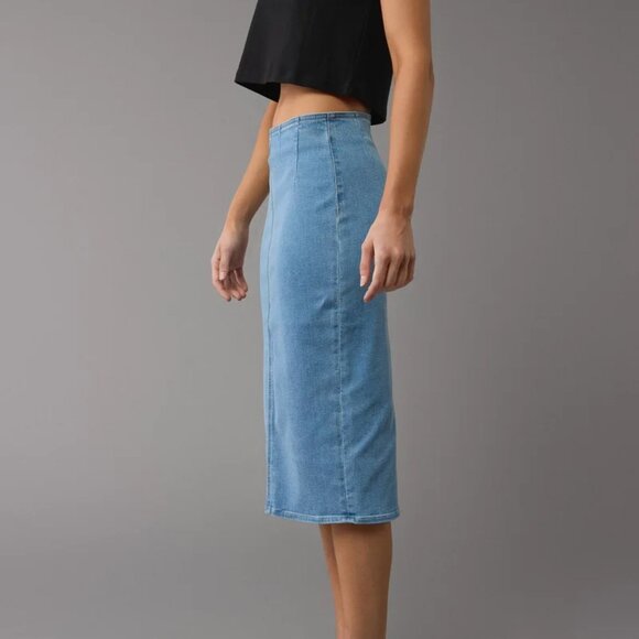 American Eagle Highest Waist Denim Midi Skirt - Size 0 / 25w - Picture 2 of 7